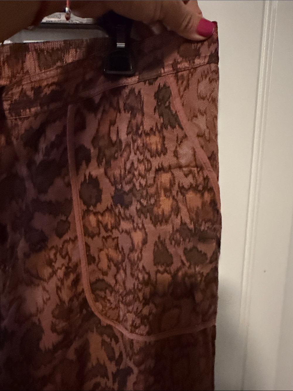 Anthropologie Brown Printed Wide-Leg Cargo Trousers - Picture 9 of 15